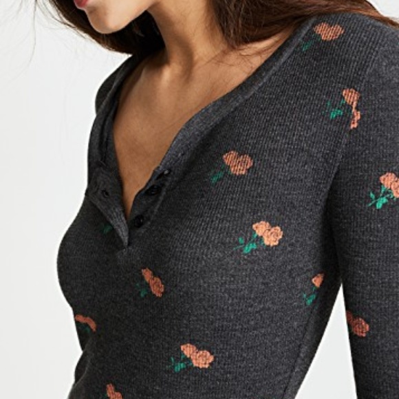 Wildfox Rose Ditsy Hallows Henley Bodysuit XS - Picture 2 of 7